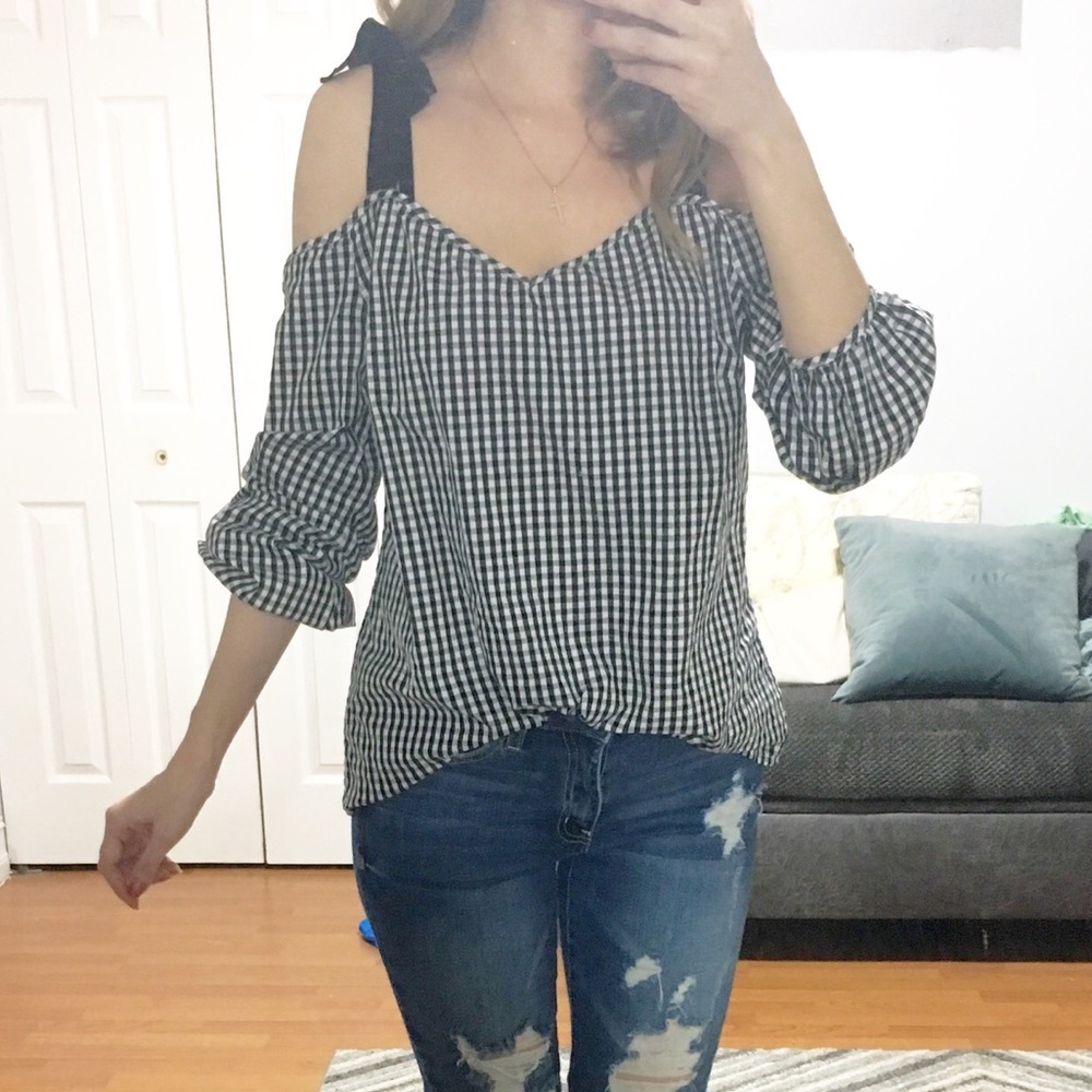 Gingham Bow Top